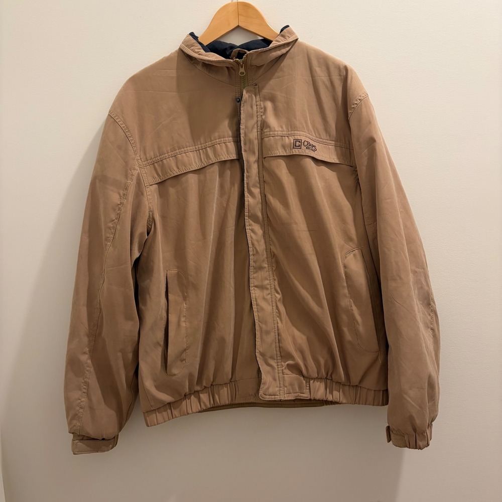 Chaps Mens XL Tan Khaki Padded Full Zip Bomber Harrington Jacket WPL-125